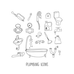 Plumbing hand drawn vector icon set