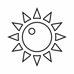 Sun icon in outline style isolated on white background. Heat symbol