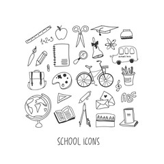 School hand drawn icon set