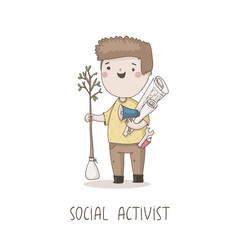 Social character. Home and garden vector illustration - 117665126