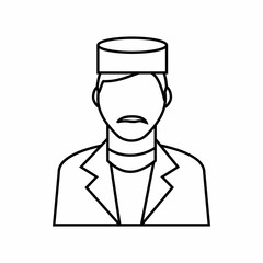 Doctor icon in outline style isolated on white background. Medicine symbol