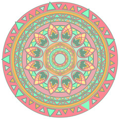 vector mandala design element in pastel colors
