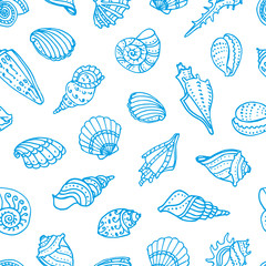 Seamless pattern with seashells