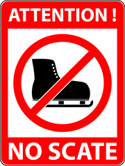 No ice skate, ice-skate, ice-skating and skating prohibited symbol. Sign indicating the prohibition or rule. Warning and forbidden. Flat design. Vector illustration. Easy to use and edit. EPS10.