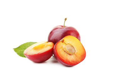 Fresh plums isolated on a white