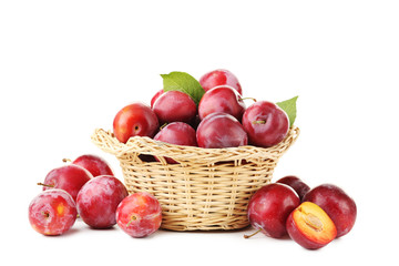 Fresh plums isolated on a white