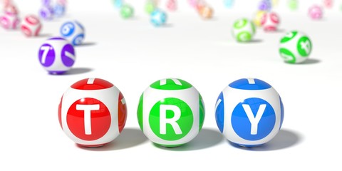 3d illustration of lottery balls. word with lottery balls