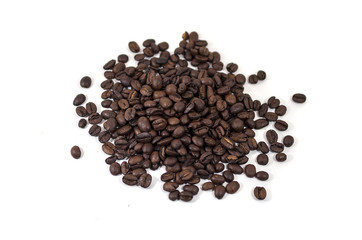 Coffee beans on the white background - isolated