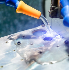 EDM CNC machine during operation.