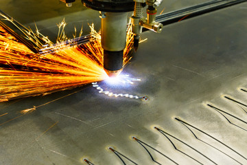 CNC plasma cutting machine during operation.