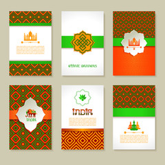 Set of ethnic Indian banners in national colors.