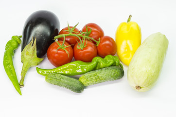 group of vegetables on white