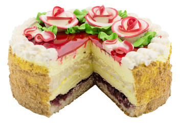 Festive homemade cake, sweet pastry, covered with icing