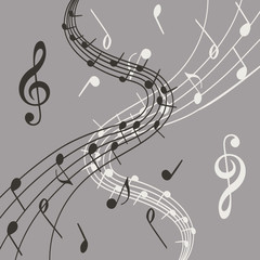 Stylish illustration of music notes on grey background for slogan, poster, flier or etc.