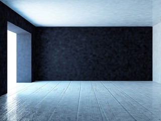empty room with dark wall, 3d