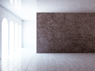 empty room with grunge wall, 3d