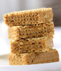 wafers puff cakes with caramel and honey