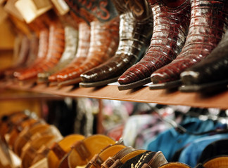 Boot store-western style boots on shelf