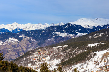 Valley view of Meribel. Meribel Village Center (1450 m). France