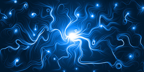 energy trails abstract with curved lines. beam on center.