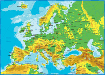 Europe - Physical Map © Porcupen