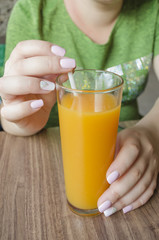 orange juice on a table