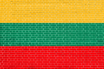Flag of Lithuania on brick wall texture background