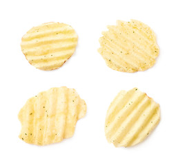 Single potato chip crisp isolated