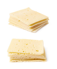 Pile of cheese slices isolated
