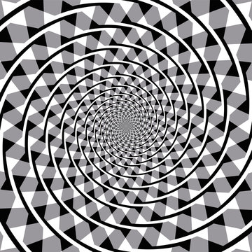 Fraser spiral optical illusion. Also known as the false spiral or the twisted cord illusion. The overlapping arc segments appear to form a spiral, but the arcs are a series of concentric circles.