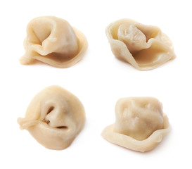Single cooked dumpling isolated