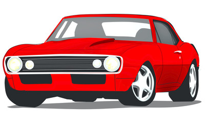 Obraz na płótnie Canvas Vector Vintage Classic Car with one layer background color for easy change