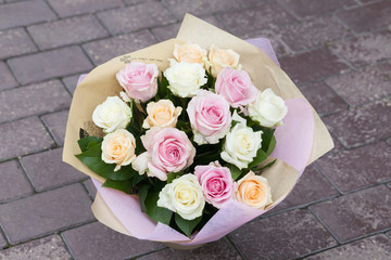 Bouquet of fresh beautiful roses