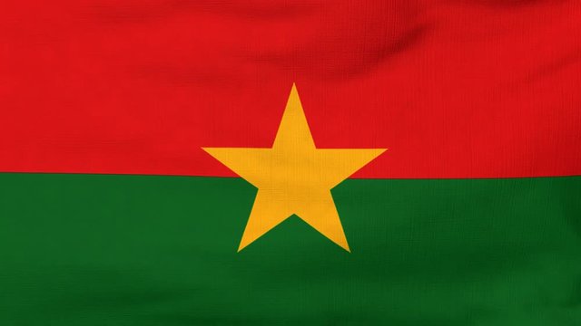 National flag of Burkina Faso flying and waving on the wind. Sate symbol of Burkina's nation and government. Computer generated animation.