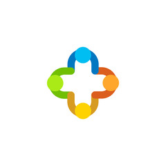 Isolated abstract colorful vector logo. Medical cross illustration. Hospital and ambulance logotype. Plus sign.