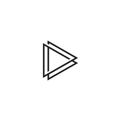 Isolated black and white play button contour vector logo. Triangular multimedia logotype. Pause icon. Player element.