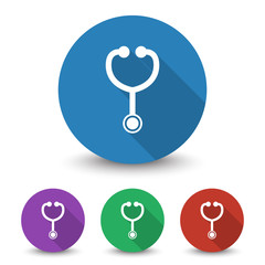 White Stethoscope icon in different colors set