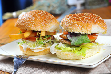 Hamburgers and French fries