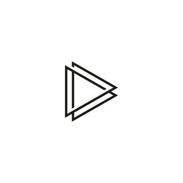 recommend clip art: Isolated black and white play button contour vector logo. Triangular multimedia logotype. Pause icon. Player element.