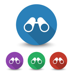 White Binoculars icon in different colors set