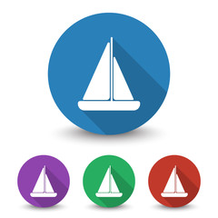 White Sailboat icon in different colors set