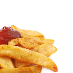 Pile of french fried potato slices isolated