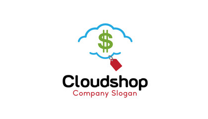 Cloud Shop Logo Design Illustration