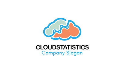 Cloud Statistics Logo Design Illustration