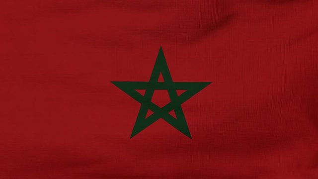 National flag of Morocco flying and waving on the wind. Sate symbol of Moroccan nation and government. Computer generated animation.