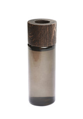 Black glass bottle vial isolated