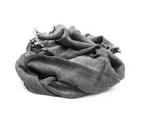 Pile of gray cloth material isolated