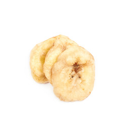 Baked banana chip slice isolated