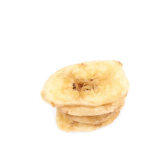 Baked banana chip slice isolated