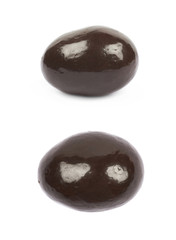 Chocolate coated almond nut isolated